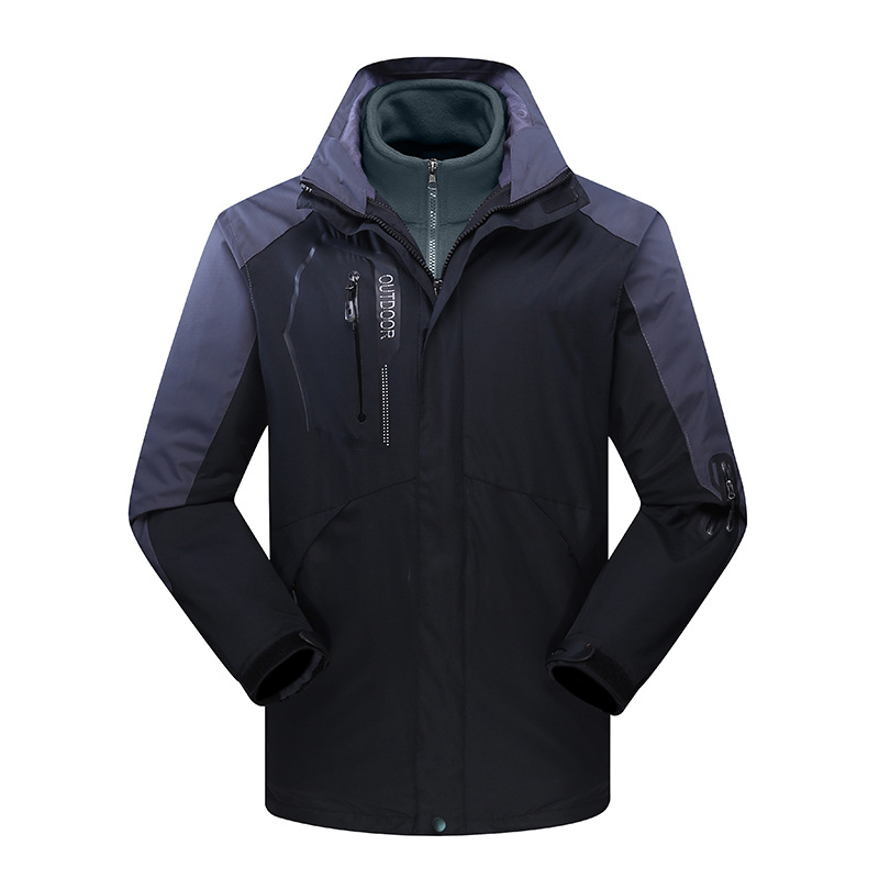 Otoño e invierno chaqueta de las mujeres tres en uno de dos piezas al aire libre impermeable transpirable forro polar ropa de viaje de los hombres imprimible LOGO