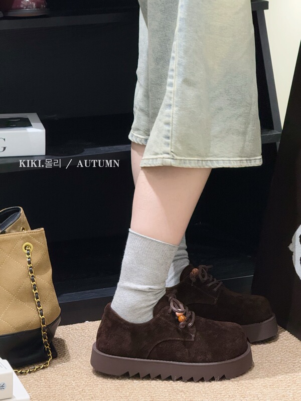 复古森系串珠系带厚底单鞋女2025秋季新款百搭休闲潮流丑萌乐福鞋|undefined