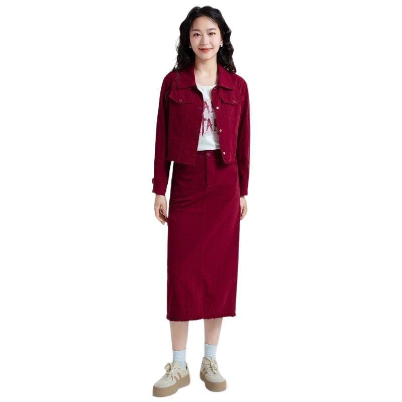 时尚外套+个性印花背心+半身裙三件套装女2025年初秋套装|undefined
