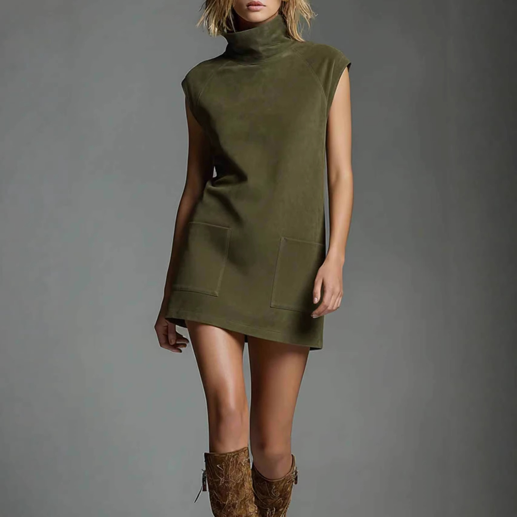 2026 European And American Cross-border Independent Site Western Bohemian Suede Pocket Vest Dress_ecoleips.com