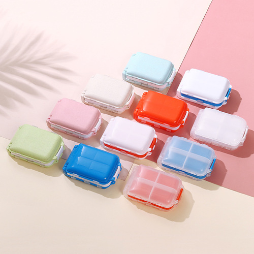 Foldable portable three-section pill box with 8 compartments mini storage box, portable one-week small pill box, jewelry box, divided pill box