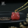 18K Jinnan Red agate Year of the Tiger Necklace Chinese style lovely Year of fate Pendant three-dimensional Zodiac Jewelry