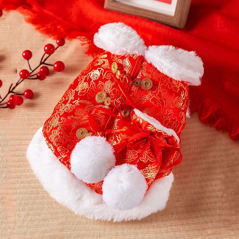 Ropa de Año Nuevo para gatos en invierno engrosado vestido de China mascota gatito gato muñecas de otoño y invierno gato azul camisa de Año Nuevo