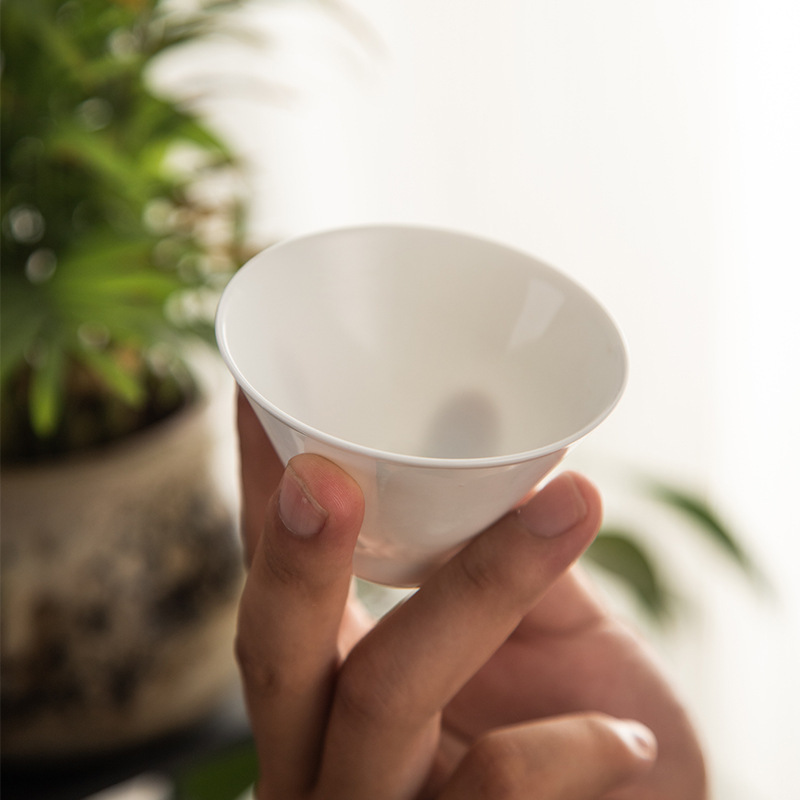 Handmade Sweet White Glaze Tea Tasting Cup Master Cup Jingdezhen Ceramic Personal Cup Single Cup Kung Fu Tea Set Small Tea Cup Tea Bowl