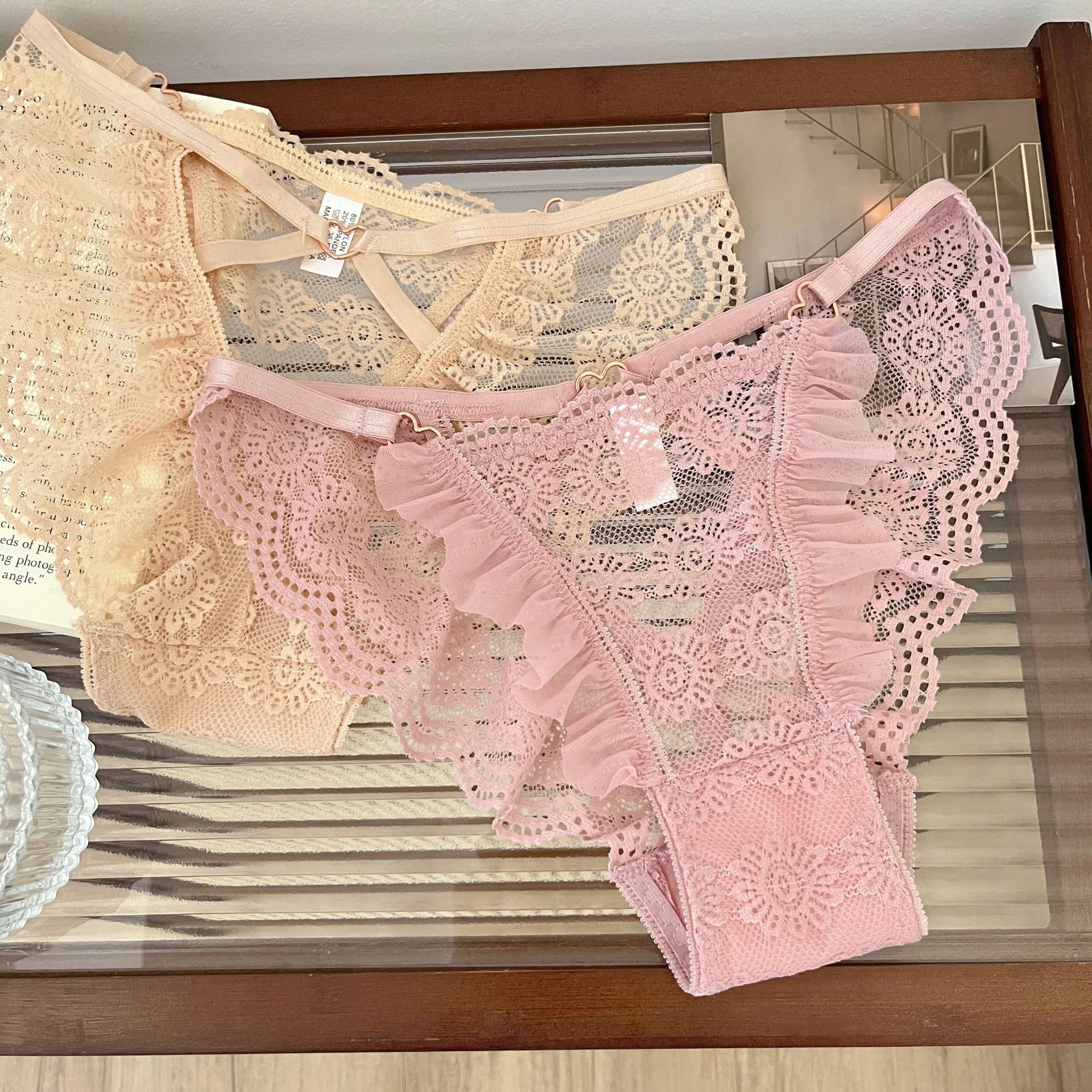 New High Slit Hollow Lace Underwear Women's Sexy Hot Temptation Fashion Pure Low Waist Women's Triangle Shorts