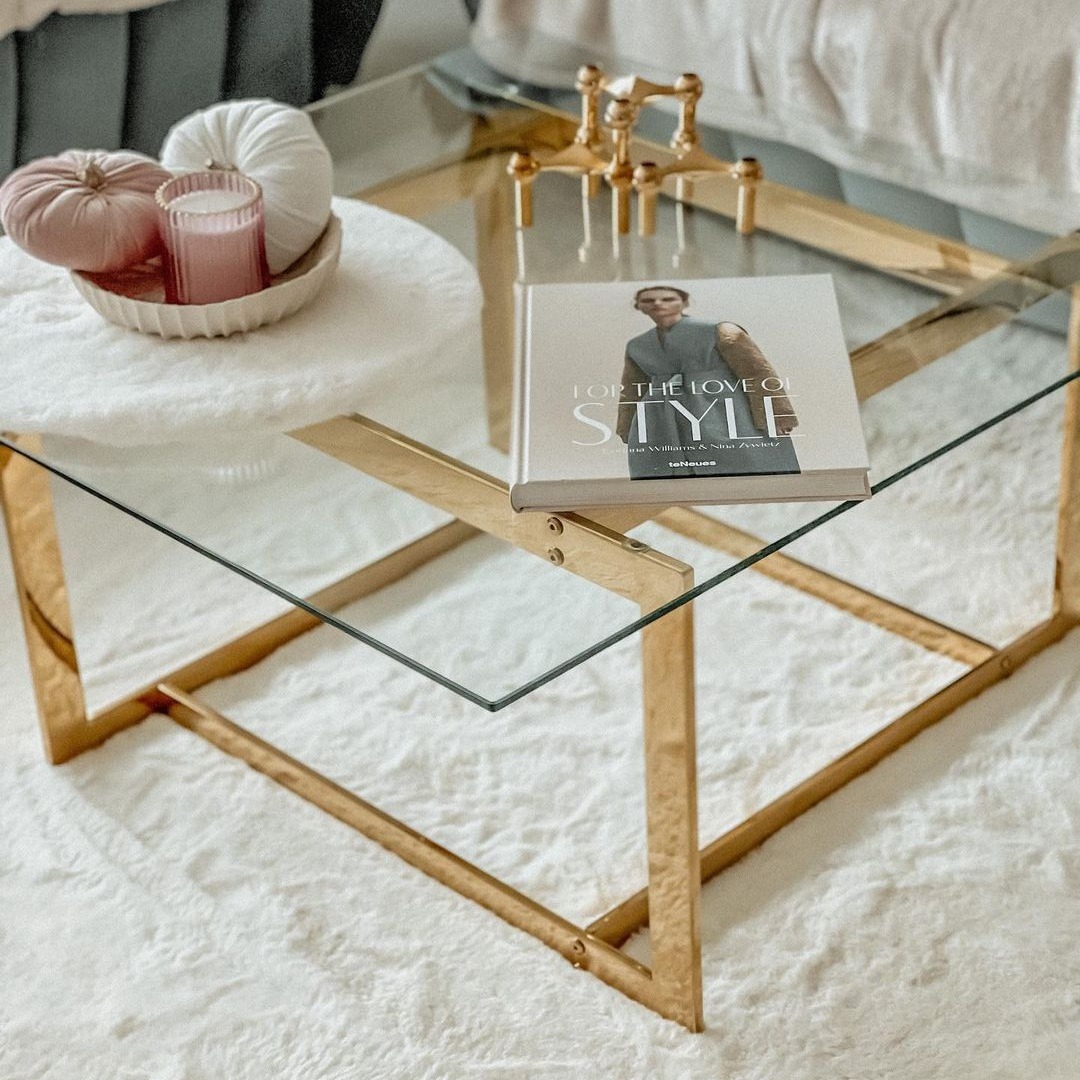 Mesa de café, mesa de té de lujo ligera, sala de estar, mesa de café sentimental de alto nivel, mesa de té de vidrio temperado minimalista