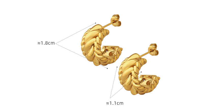 Retro C Shape Spiral Stripe Titanium Steel Earrings Plating Stainless Steel Earrings