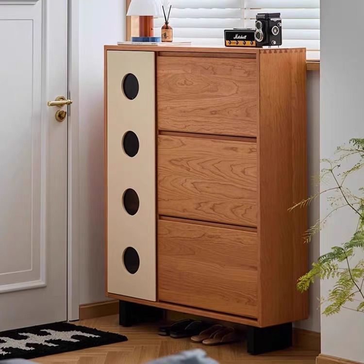 Entrance Shoe Cabinet Home Indoor Wall-Mounted Antique Solid Wood Small Apartment Tipping Bucket New Storage Entrance Integrated