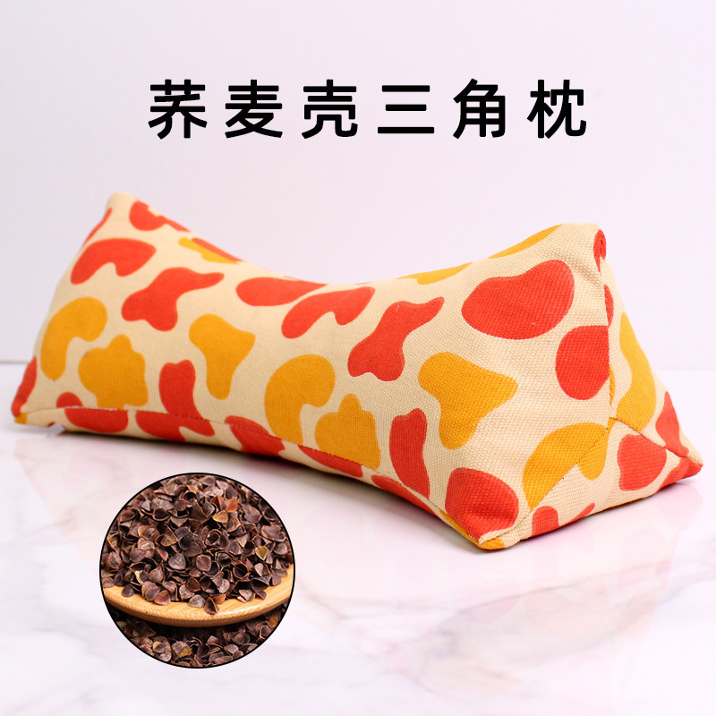 荞麦壳三角连体枕颈椎枕可拆洗枕头睡眠牵引枕荞麦枕护颈枕艾灸枕|undefined