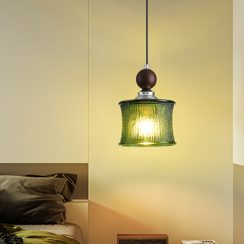 Restaurante japonés nórdico dormitorio simple casa de alojamiento lámpara de cabezal de cama balcón bar ventanas bar candelabros de vidrio de nuez