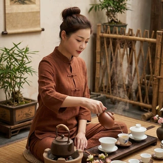 棉麻禅修服女套装春秋季新款宽松居士服打坐瑜伽茶艺太极服大码