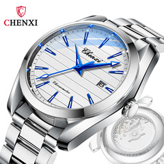 Dawn Live Men's Watch Scanning Second Movement See-through Bottom Cover Solid Steel Band Waterproof Luminous Fashion Business Quartz Watch