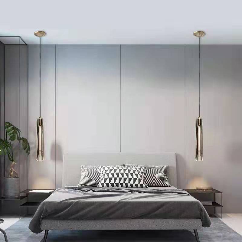 意式极简卧室床头吊灯轻奢创意酒瓶玻璃后现代三头餐厅吧台小吊灯-阿里巴巴