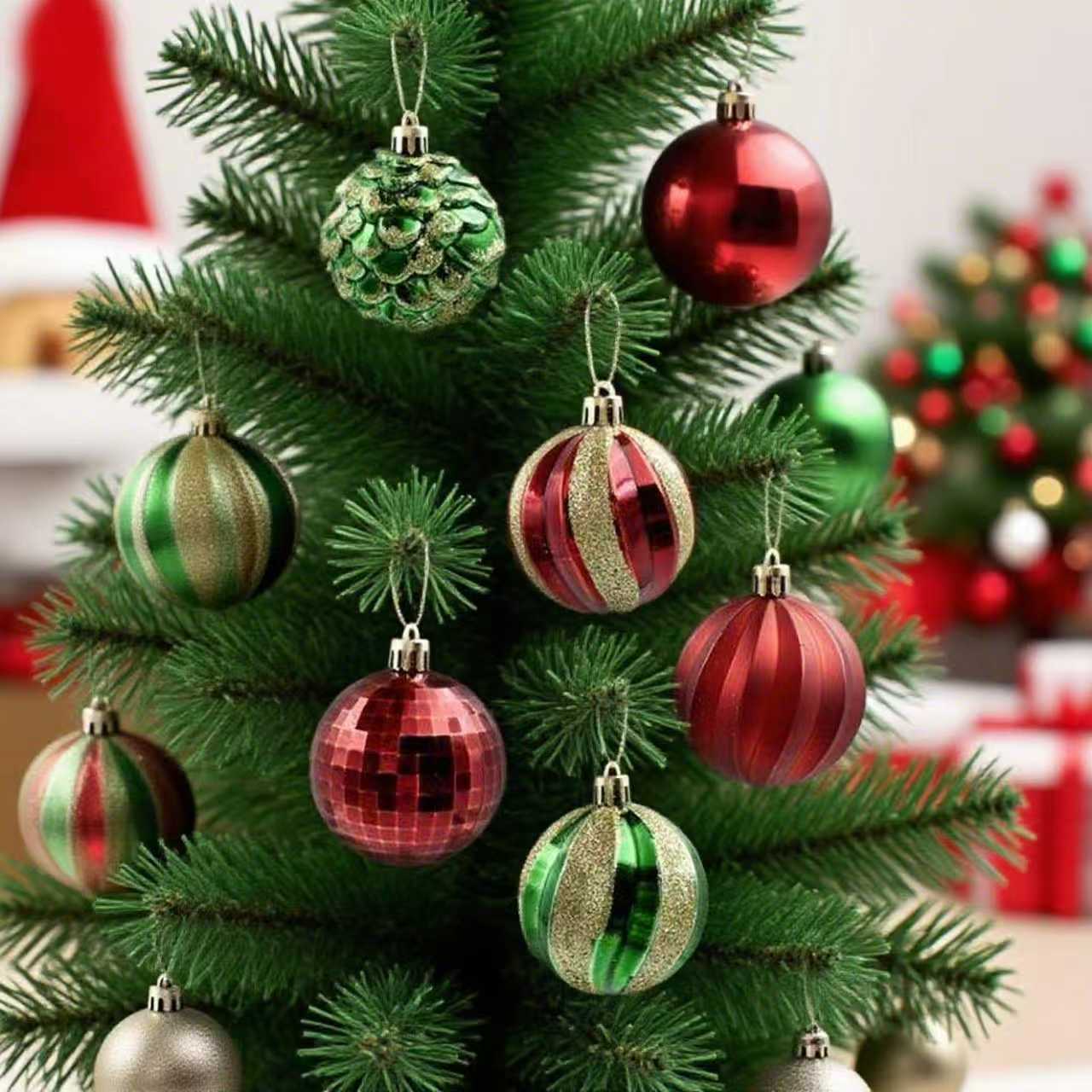 Navidad 60PCS plástico galvanizado Navidad set árbol de Navidad atmósfera festiva bola decorativa