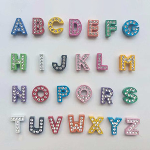 DIY multicolor variety of alloy Diamond 8mm aperture wearable letters suitable for pet collar wrist strap bracelet wholesale