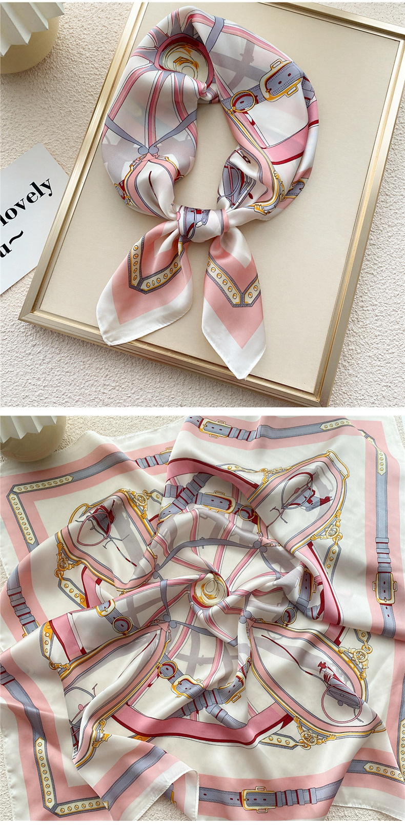 45g Weight Silk Scarf Classification Daily Occasion Polyester Material Geometric Pattern All Seasons Season Women's Gender Printing Design Elegant, Sweet Style Women's Elegant Sweet Geometric Polyester Printing Silk Scarf 16
