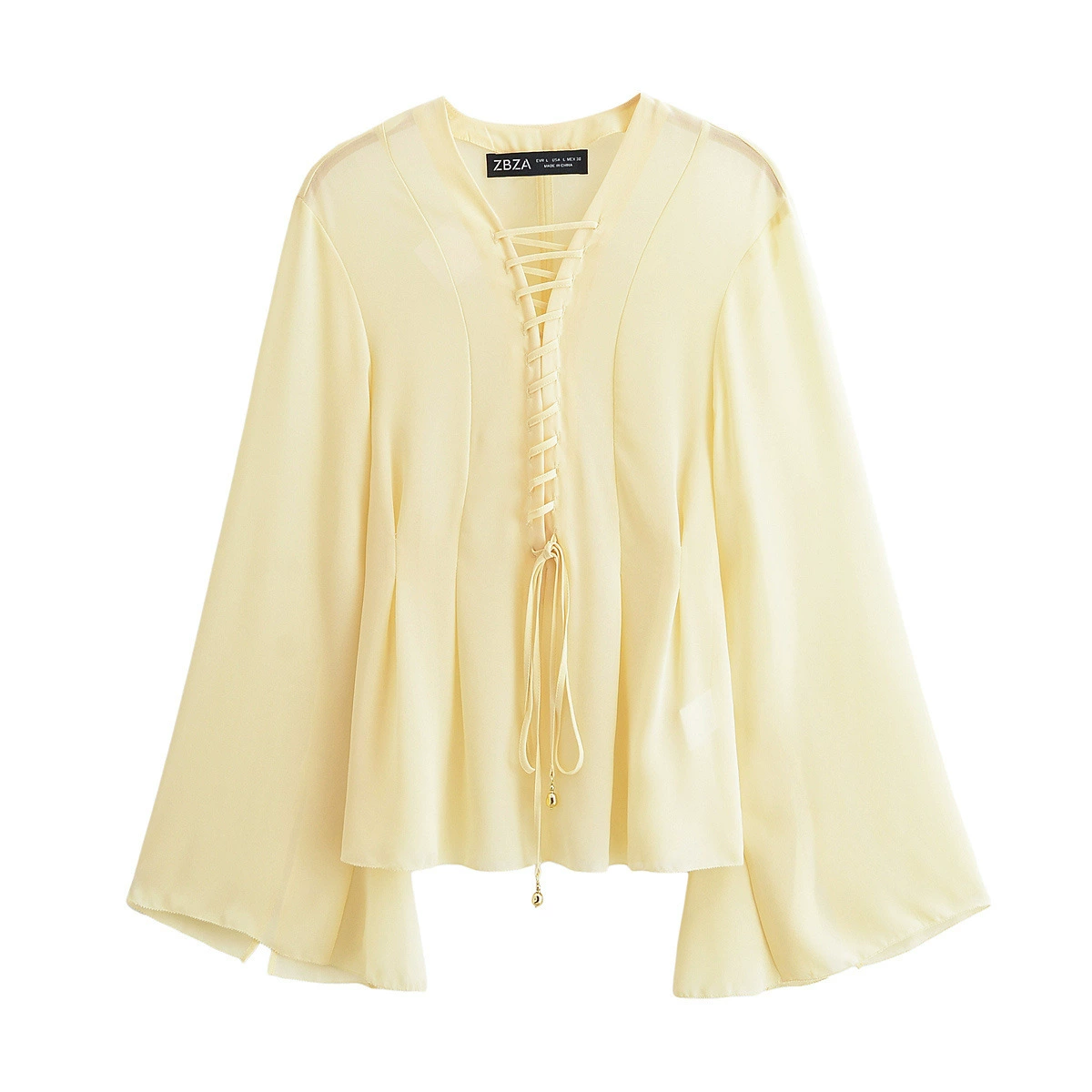 ZARZ homemade style women's classic lace up decoration chiffon loose shirt