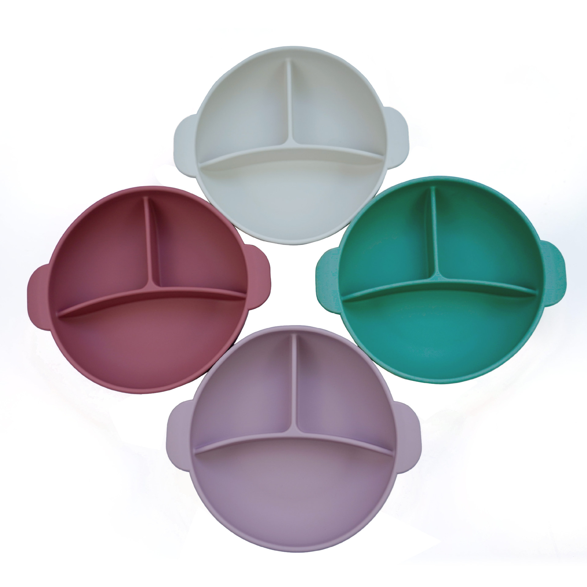 Nuevo bebé vajilla con tapa anti-caída suplemento de alimentos para bebés compartimiento de la placa de la categoría alimenticia de silicona tazón integrado