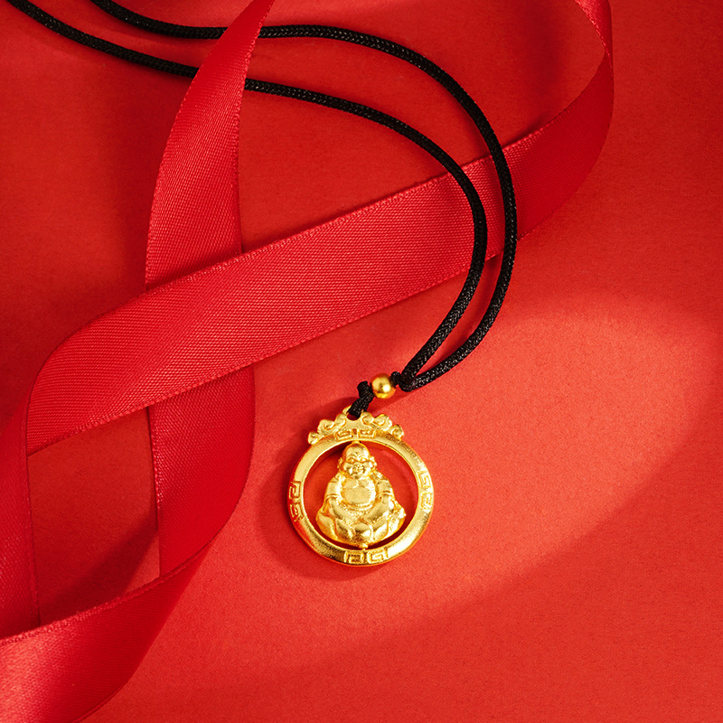 Antiguo collar de Buda giratorio Vietnam chapado en oro vintage joyería auspicioso Lotus colgante suministro directo fábrica