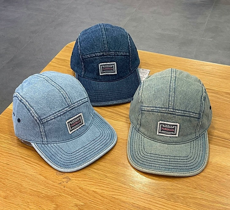 Vintage Baseballkappen aus Denim mit flachem Schirm für Herren und Damen, Harajuku Snapback Cap, modische Streetwear, 5-Panel-Skateboard-Mütze, Casquette, Gorra – Detail 2
