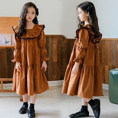 女童秋装连衣裙长袖2023新款法式童装洋气荷叶领中大童女孩蛋糕裙