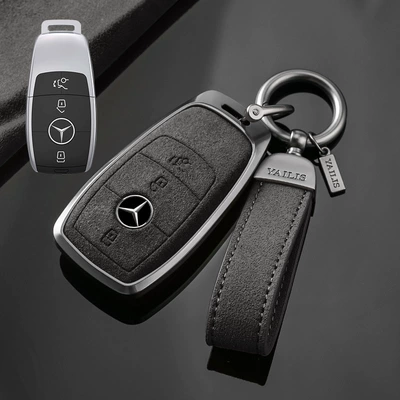c260l glb220 glc a180 Car key bag - no-specifications-mercedes-benz-b-tarnish-aluminum-alloy-cement-ash-suede-hand-rope-buckle