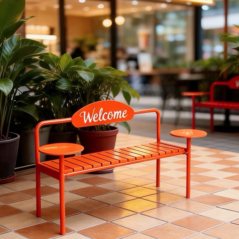 New Iron Art Double-Person Extendable Chair for Small Apartments, Suitable for Delivery Services, Trendy Park Chair, Outdoor Stool