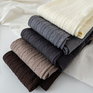 Korean version of gray leggings high stretch no pressure retro pattern pantyhose spring and autumn threaded milk brown bottoms