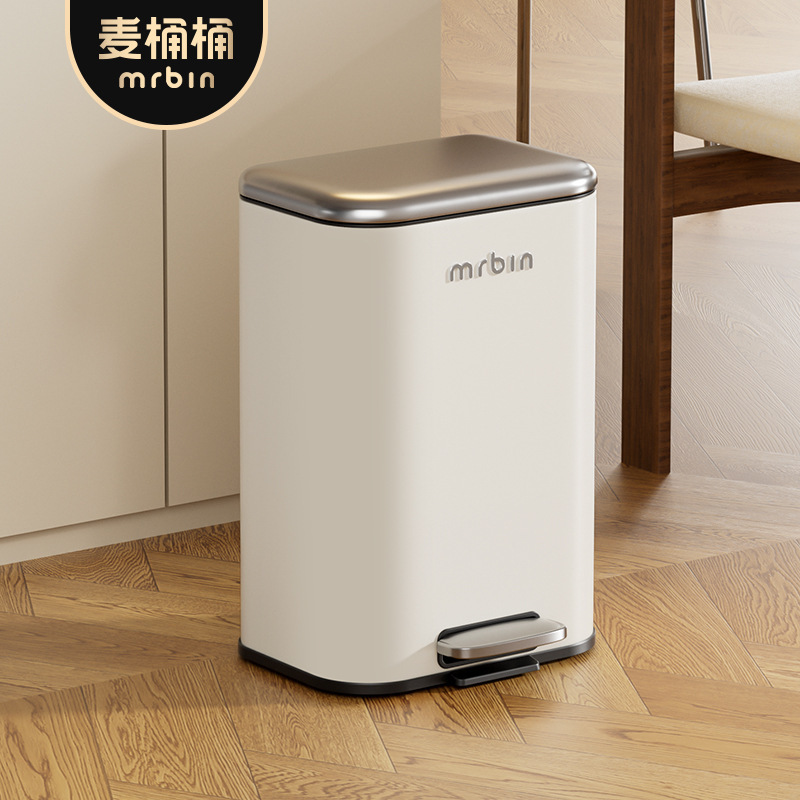 Trash Can for Home Use in Kitchen, Living Room, Bathroom, Large Capacity, New Model with Lid, Foot Pedal, Stylish Design, Movable