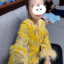 新中式百搭气质休闲复古棉服2025秋冬网红新款国风欧洲站镶钻外套