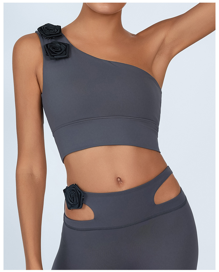 Comercio exterior extranjero extranjero Europa y América chaleco de yoga mujer hombro único sobre pecho antichoque elástico de alta velocidad de secado deportivo sujetador de fitness