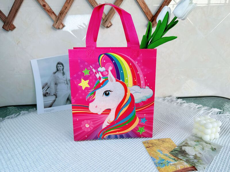Foreign Trade Factory New Cartoon Non-Woven Handbag Unicorn Gift Bag Gift Packaging Bag Spot Wholesale