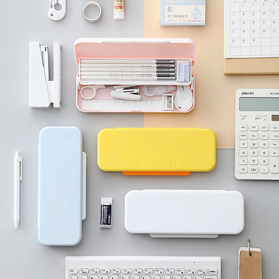 笔盒女ins日系简约小学生可爱大容量双层文具盒多功能儿童铅笔盒|ru