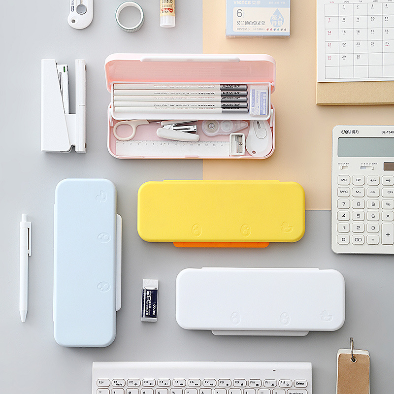 笔盒女ins日系简约小学生可爱大容量双层文具盒多功能儿童铅笔盒|ru