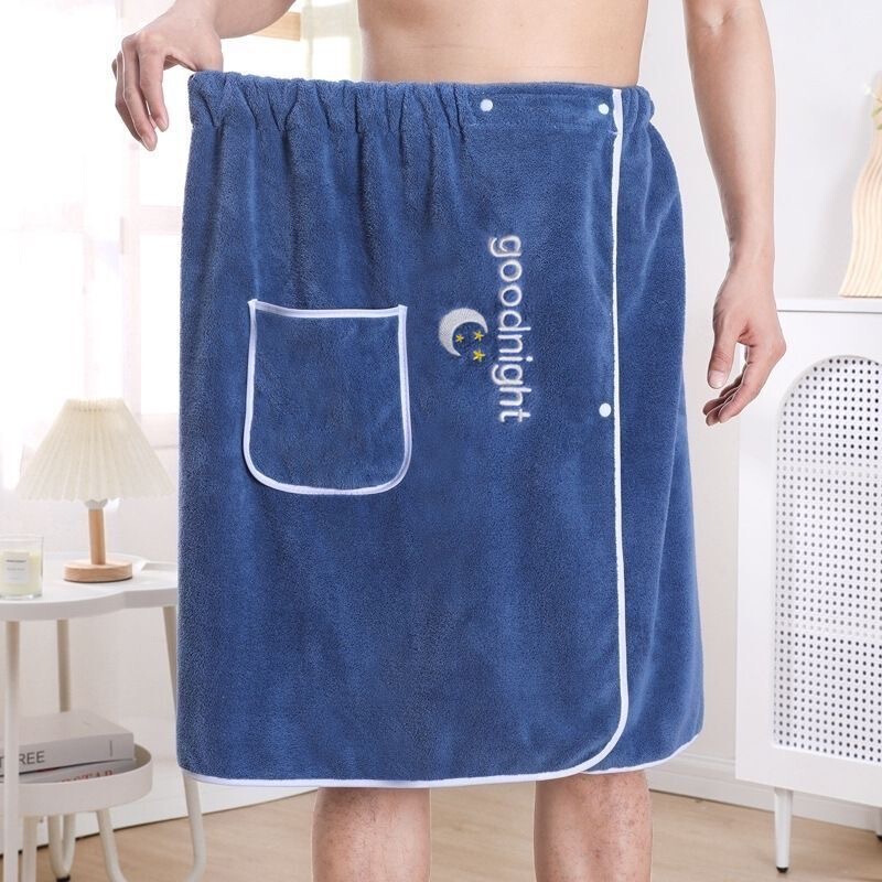 Men's Special Bath Towel and Bath Skirt, Wearable and Wrapable, with Snap Buttons, European and American Style, Absorbent, Non-Shedding, Soft, Extra Thick Beach Skirt Men's Special Bath Towel and Bath Skirt, Wearable and Wrapable, with Snap Buttons, European and American Style, Absorbent, Non-Shedding, Soft, Extra Thick Beach Skirt