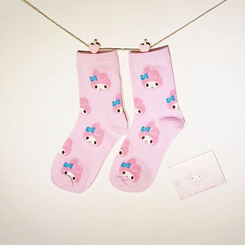 Japanese cartoon socks for women, full body cartoon style combed cotton mid-calf women's socks, cute puppy stockings for one generation