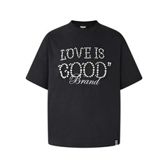 汪蘇瀧老白同項GOODBRAND LOVE IS GOOD真珠標語半袖男女カップル半袖