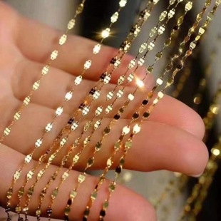 18K Gold Necklace Au750 Gold Necklace Lip Chain Hemp Rope Plain Chain Fish Lip Factory Direct Supply Water Shell Wholesale Jewelry