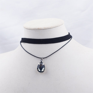 Short Clavicle Chain Choker Double-Layer Water Drop Necklace Choker Necklace Women's Niche Design Necklace Accessories High-End