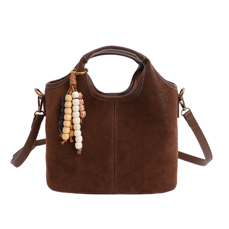 High-Quality Vintage Handheld Bucket Bag For Women, New Frosted Suede Tote Bag, Versatile Large Capacity Crossbody Bag - Thumbnail 5
