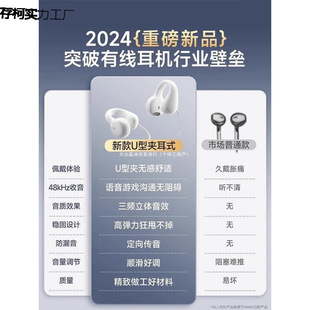 Bone Conduction Wired Earphone Clip Ear-type Long-wearing Painless High Sound Quality Strong and Durable Non-in-ear Round Hole