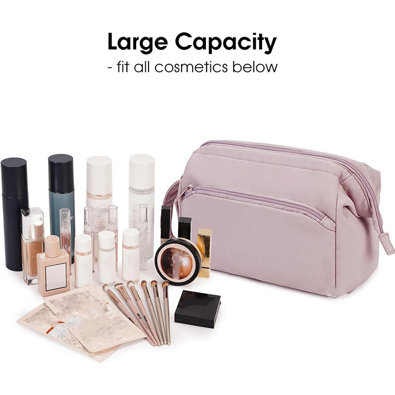 Amazon venta caliente bolsa de maquillaje de damas grande bolsa de maquillaje de boca ancha bolsa de maquillaje de viaje bolsa de maquillaje