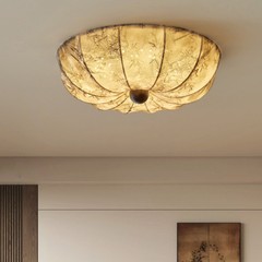中古风卧室吸顶灯法式复古手工布艺花纹民宿设计师卧室书房吸顶灯