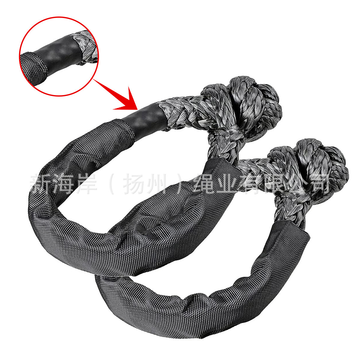 NT专拍 带热缩管款 17吨超高分子软卸扣soft shackle疙瘩绳拖车绳