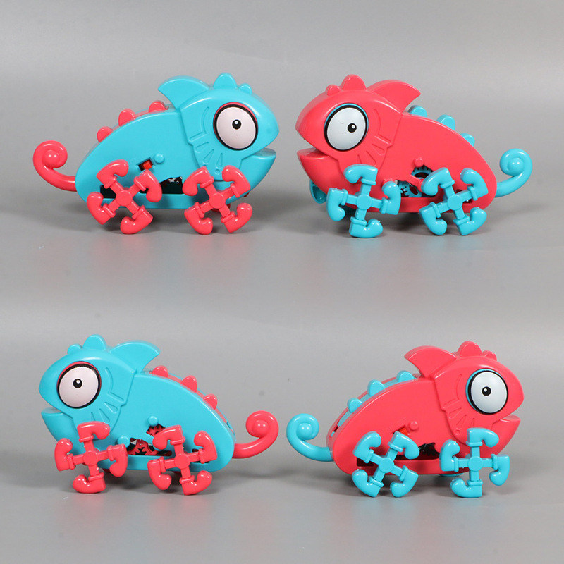 Amazon Cross-Border Early Education DIY Assembly Chameleon Stem Power-Driven Assembly Toy Electric Assembly Lizard Toy