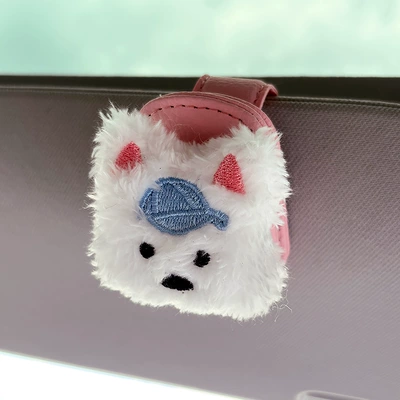 Car Glasses Clip/Bill Clip Car Sunglasses Clip Car Sun - hat-scribbled-dog-pink-glasses-clip