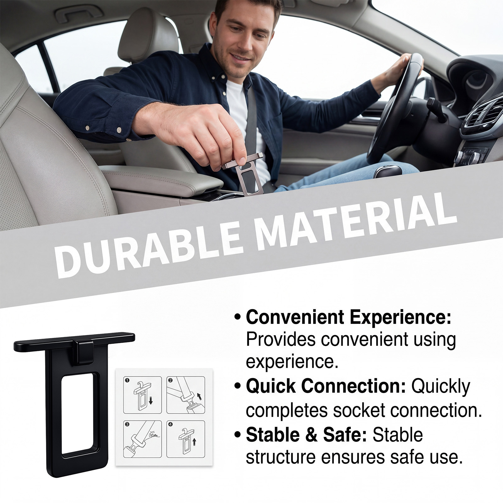 Car seat belt insert, no modification required, universal design for easy installation and use, suitable for various car models, a must-have for safe driving