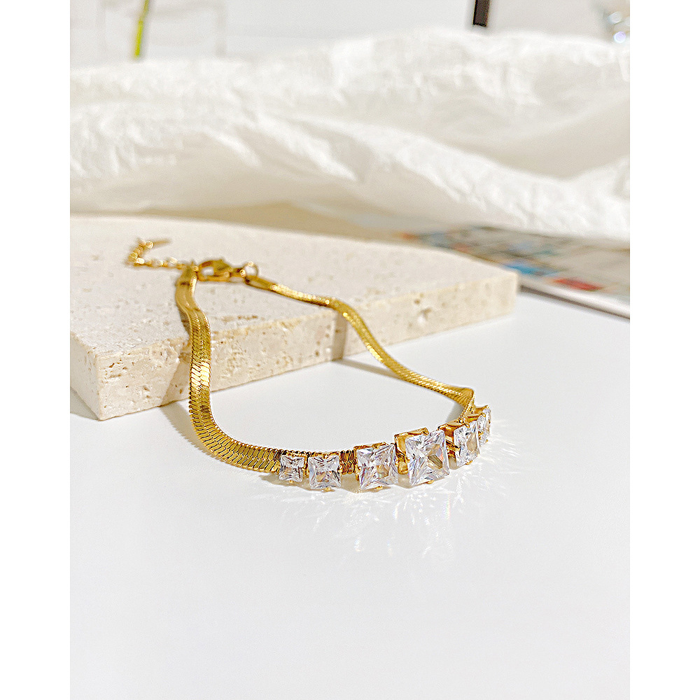 Simple Style Geometric Stainless Steel Inlay Zircon Bracelets 1 Piece