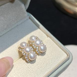 Zhizhen Net Red Explosions Small Pea Sterling Silver Ear Needle Freshwater Pearl Earrings Light Luxury High-end Sense Fashion Don't Crash