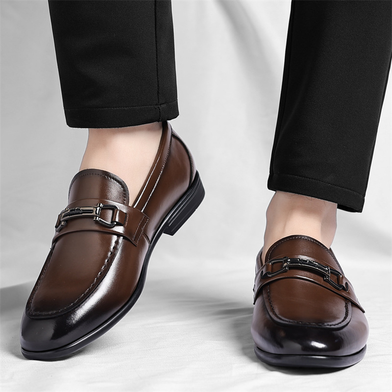 Heren instappers van leer met bit formele zakelijke schoenen_voghion.com